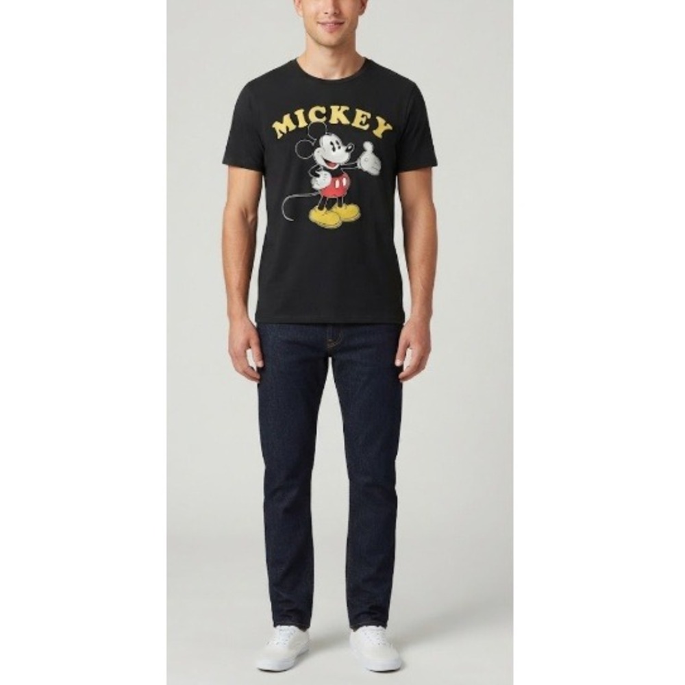 Disney Mens Black Short Sleeve Crewneck Mickey Mouse Graphic T-Shirt Size Small